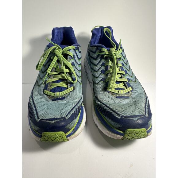 Hoka One One Clifton 4 Men’s Size 9 Blue Green Running Shoes Athletic Cushioned - Picture 4 of 7